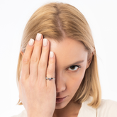 Bended Sterling Silver Double Gemstone Ring